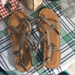 Tan criss crossed sandals 8